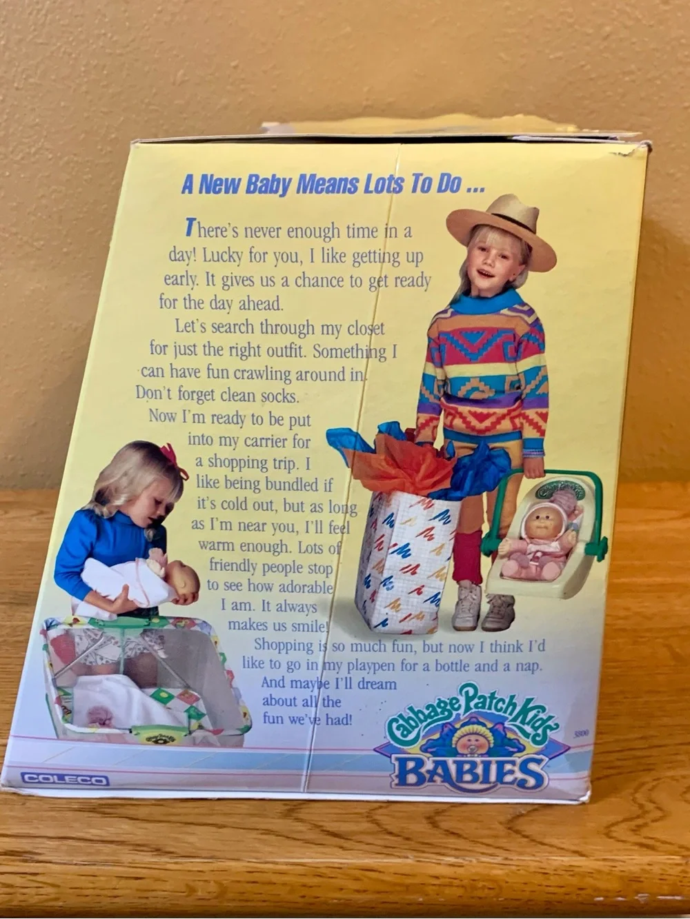 Vintage Cabbage Patch Kids Baby Doll With Pacifier In Box Babies LANE EMILINE